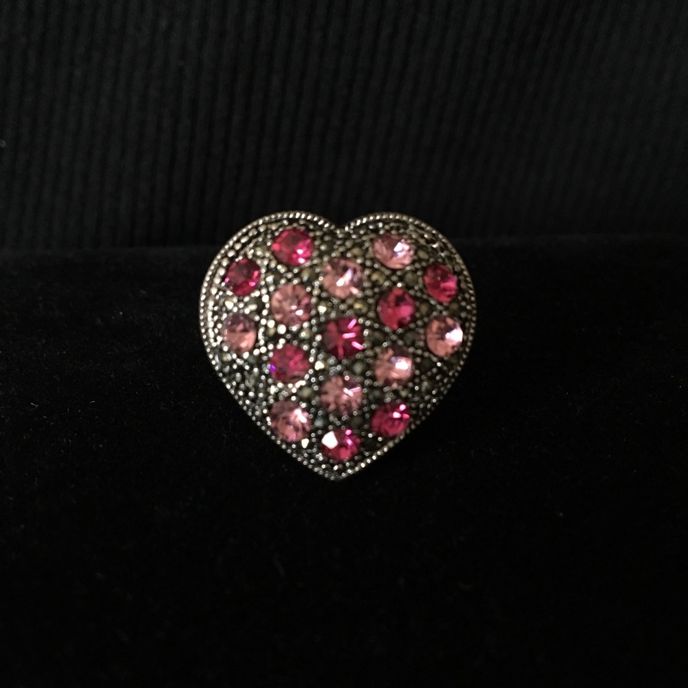 Silver with pink stone ring
